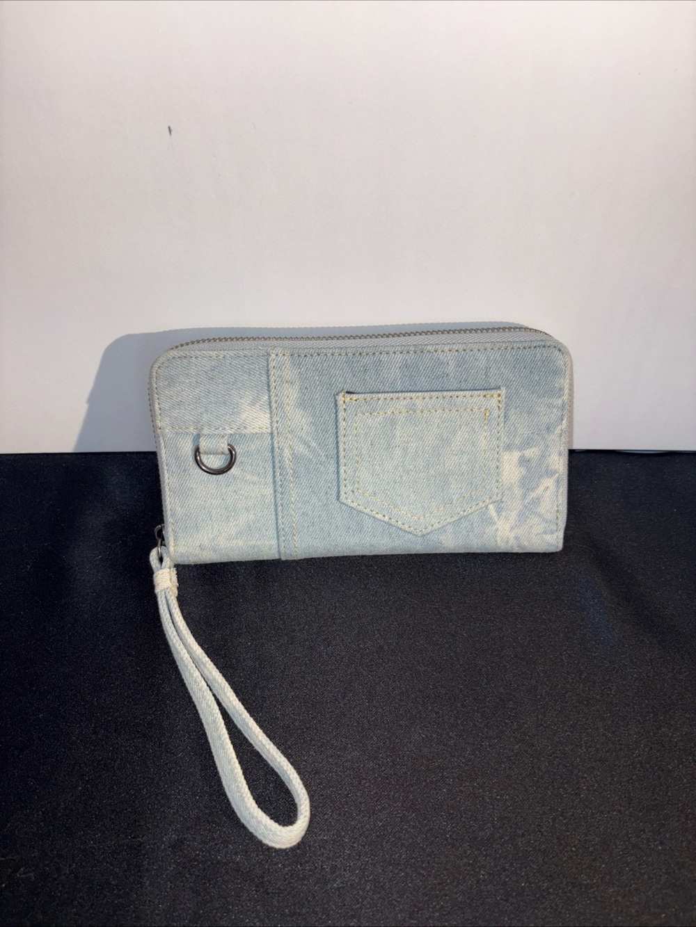 Denim Wristlet Wallet - Light Blue Y2K
